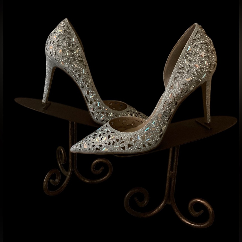 INC International Concepts Glittering Silver Cutout Heels